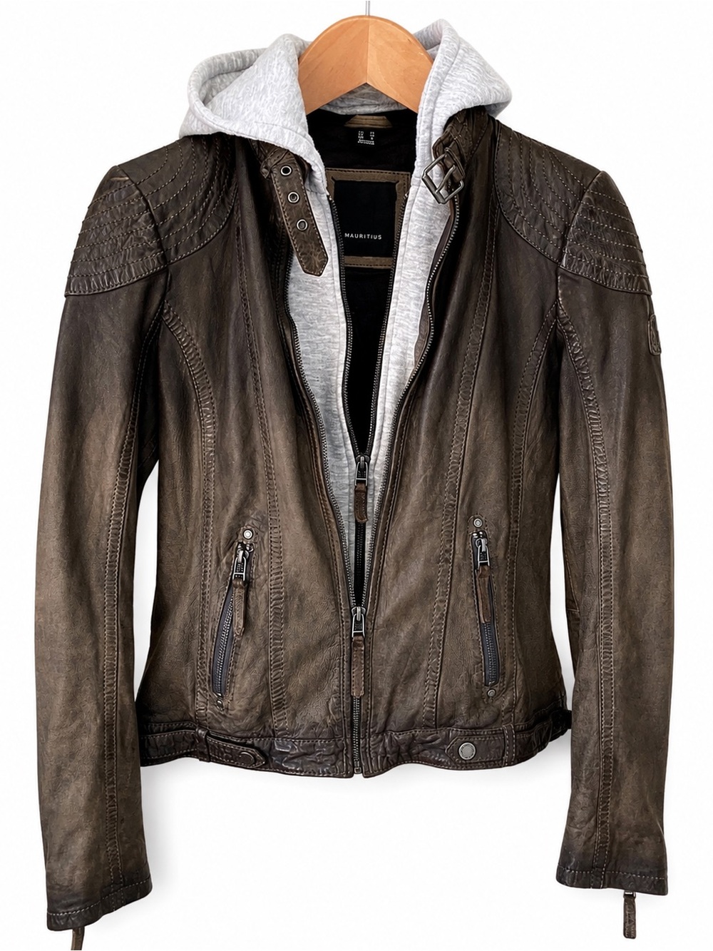 Mauritius Gipsy Casha Lamov Lamb Leather Jacket Brown Ombre Gray M/8 GG Casha